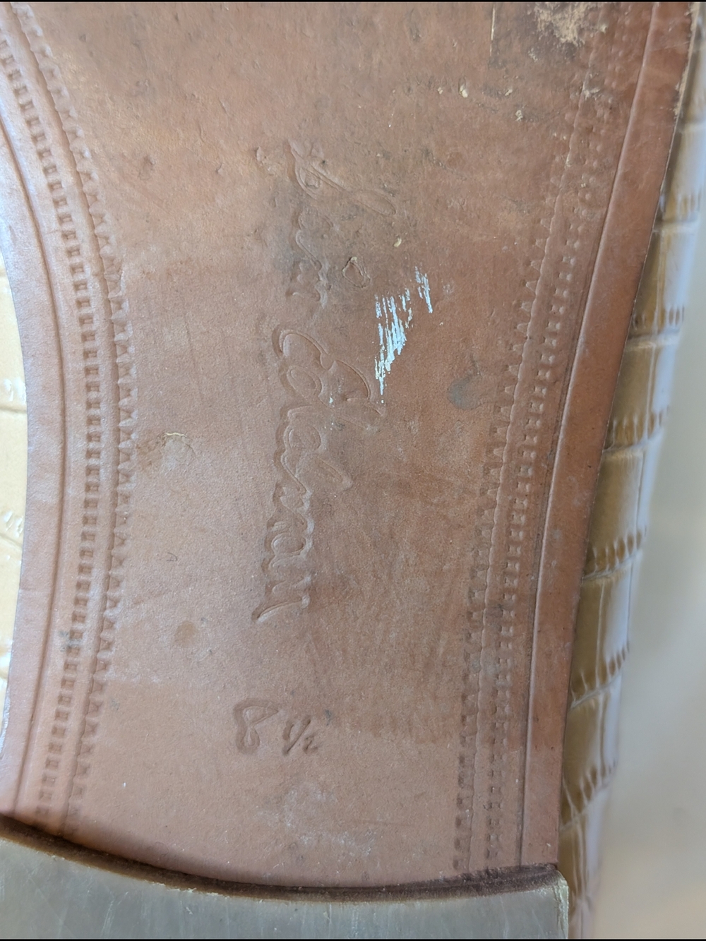 Sam Edelman Beige Croc-Embossed Leather Bit Loafers - Women - Picture 8 of 9